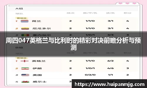 周四047英格兰与比利时的精彩对决前瞻分析与预测